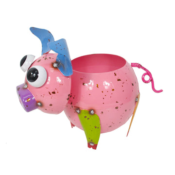 FAIRE - Continental Art Center Mini Pig Planter Colorful Mini Pig Planter Painted and Enameled